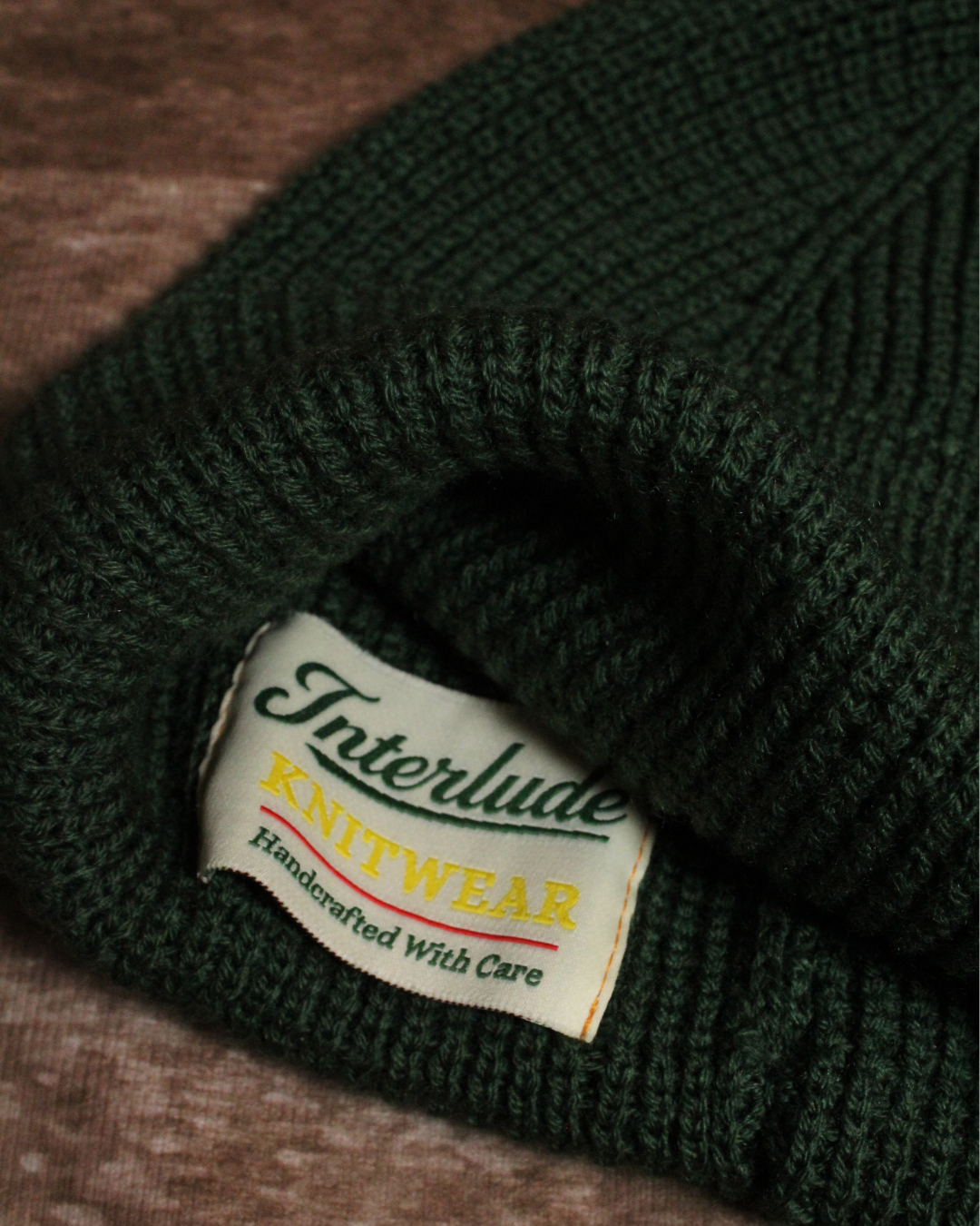 Waffle Knit Beanie -  Green/Gold
