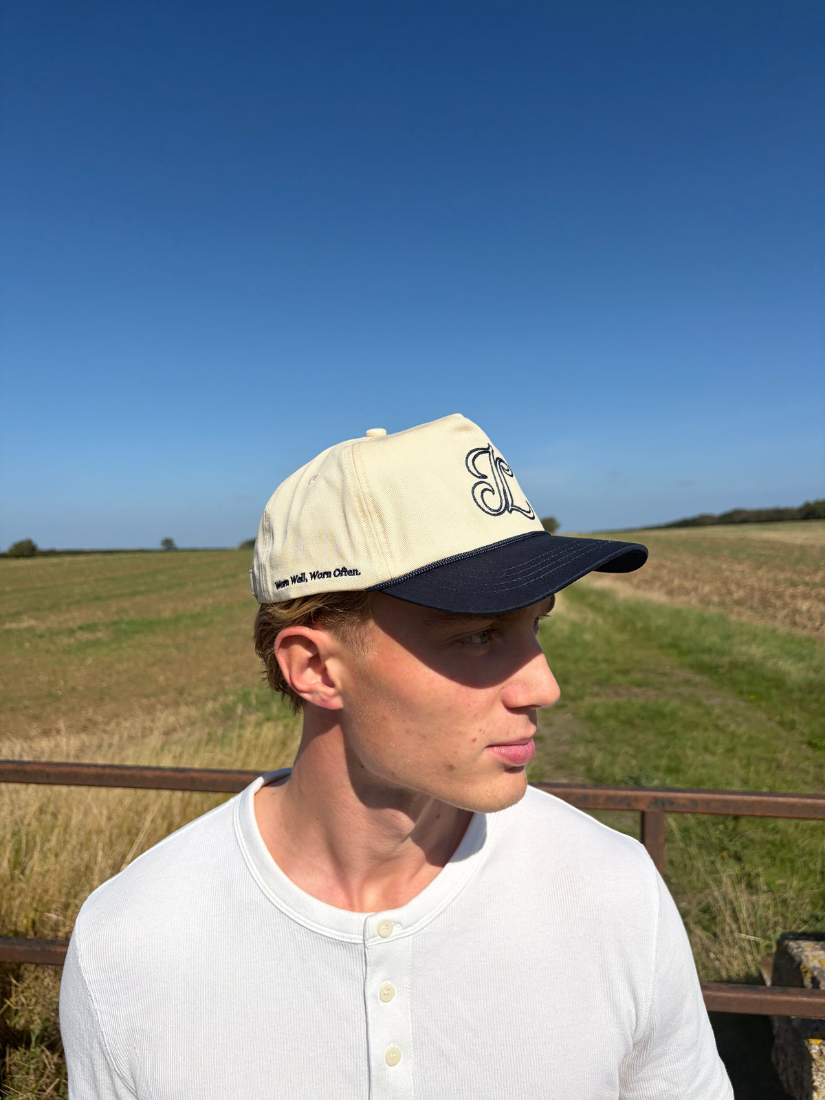 Monogram Cap - Cream/Navy